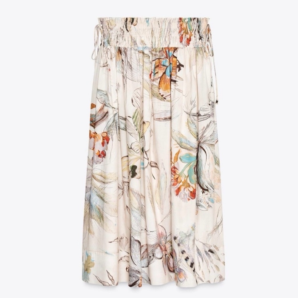 Zara ZW Collection Floral Midi Skirt